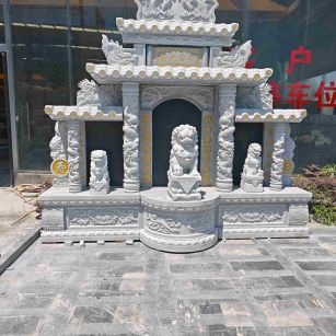 湛江芝麻白中国黑石材套墓 花岗岩墓碑