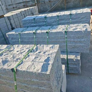 湛江芝麻白自然面整石 坐凳